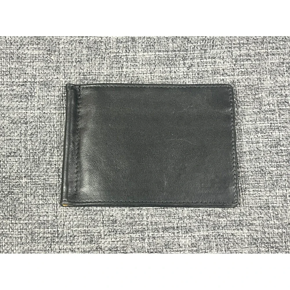 Lodis Black Leather Bifold Money Clip Wallet Made in Spain 6 Card Slots Slim